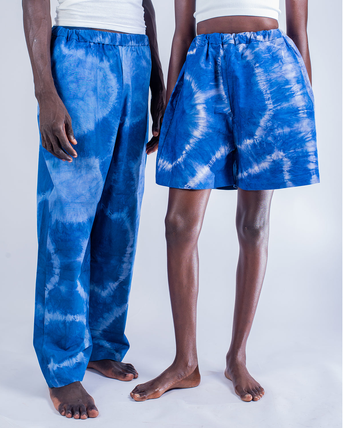 Blue Tie Dye - Women's Cotton Adire Shorts