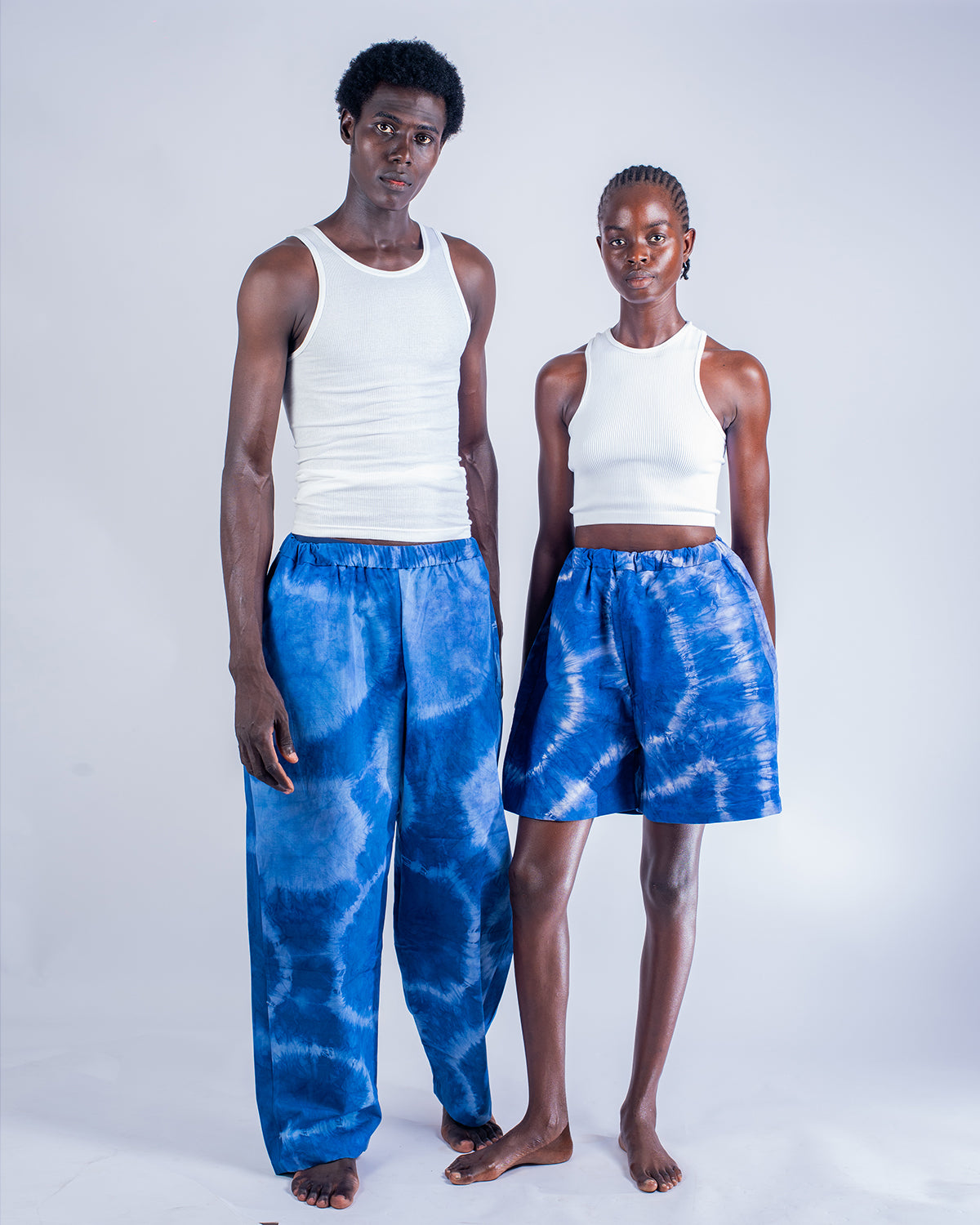 Blue Tie Dye - Women's Cotton Adire Shorts