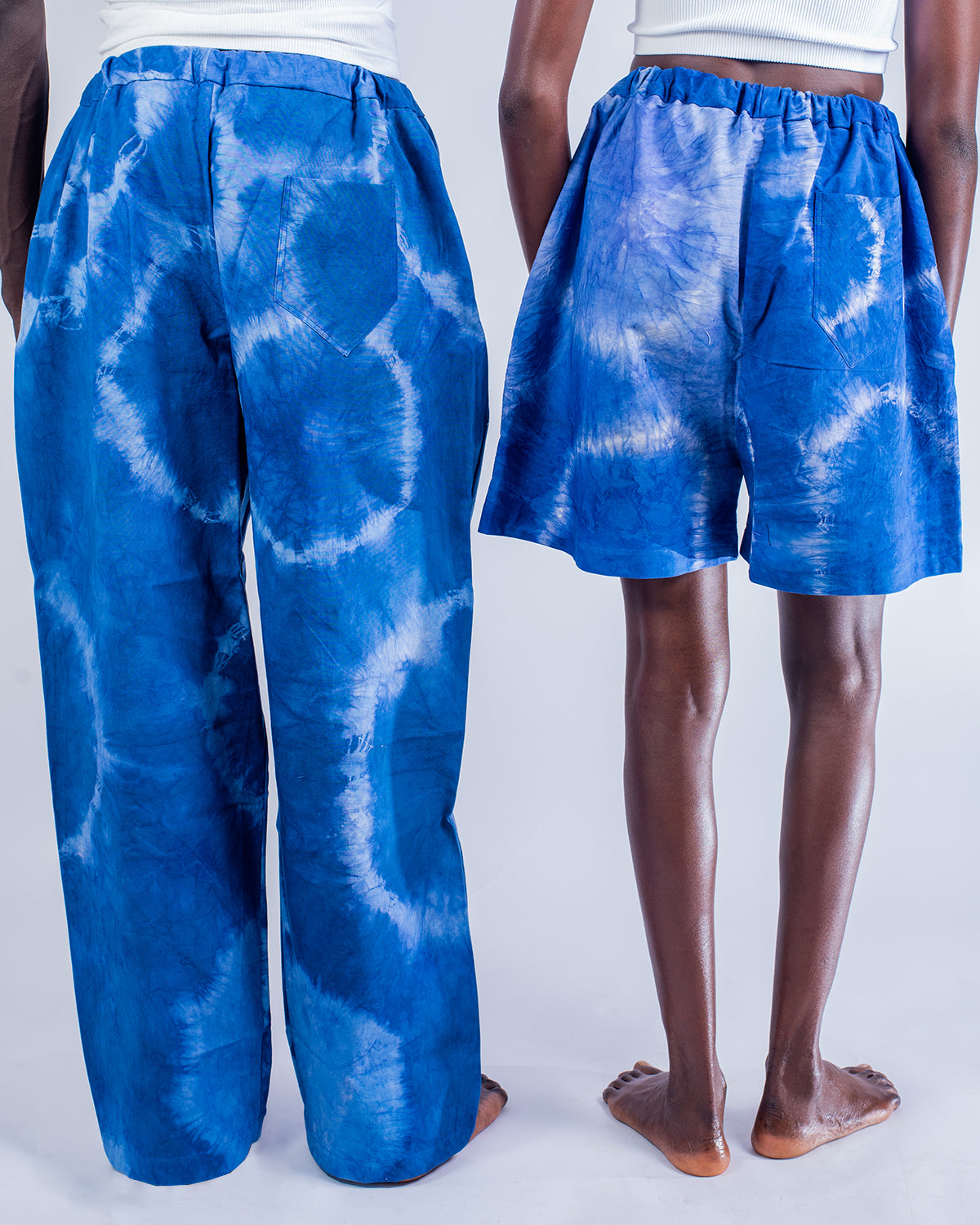 Blue Tie Dye - Women's Cotton Adire Shorts