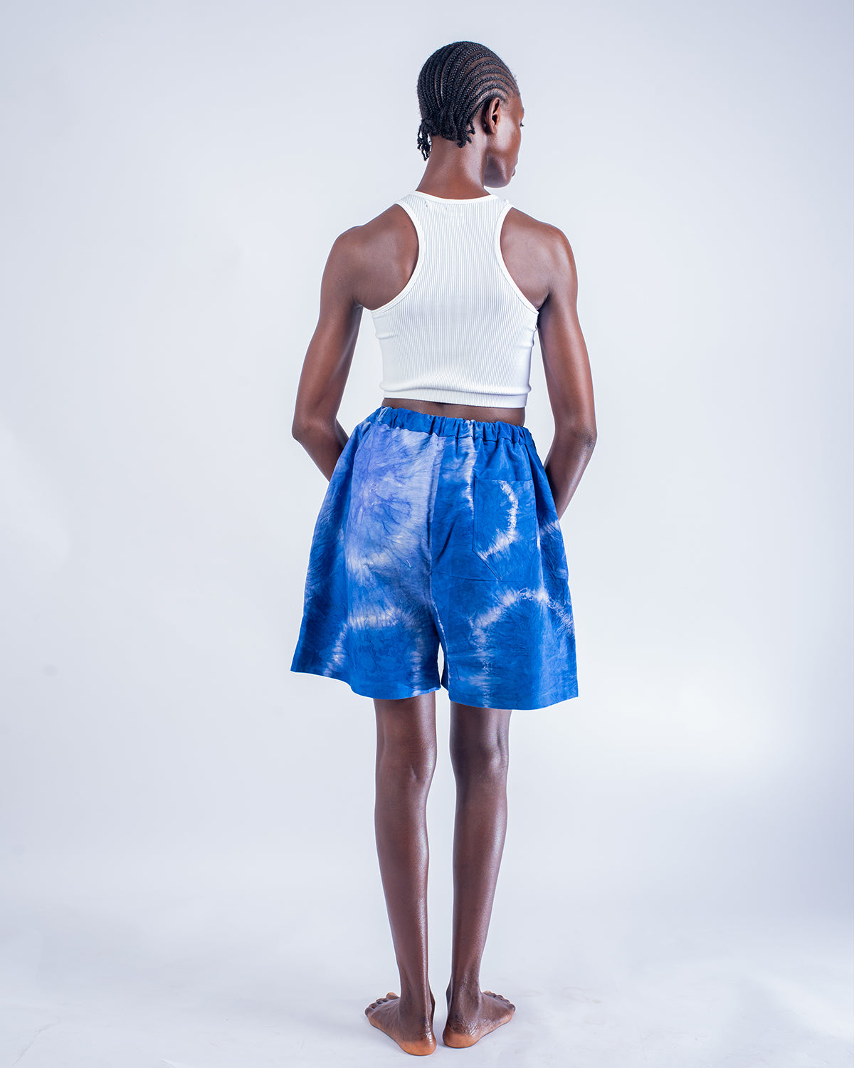 Blue Tie Dye - Women's Cotton Adire Shorts