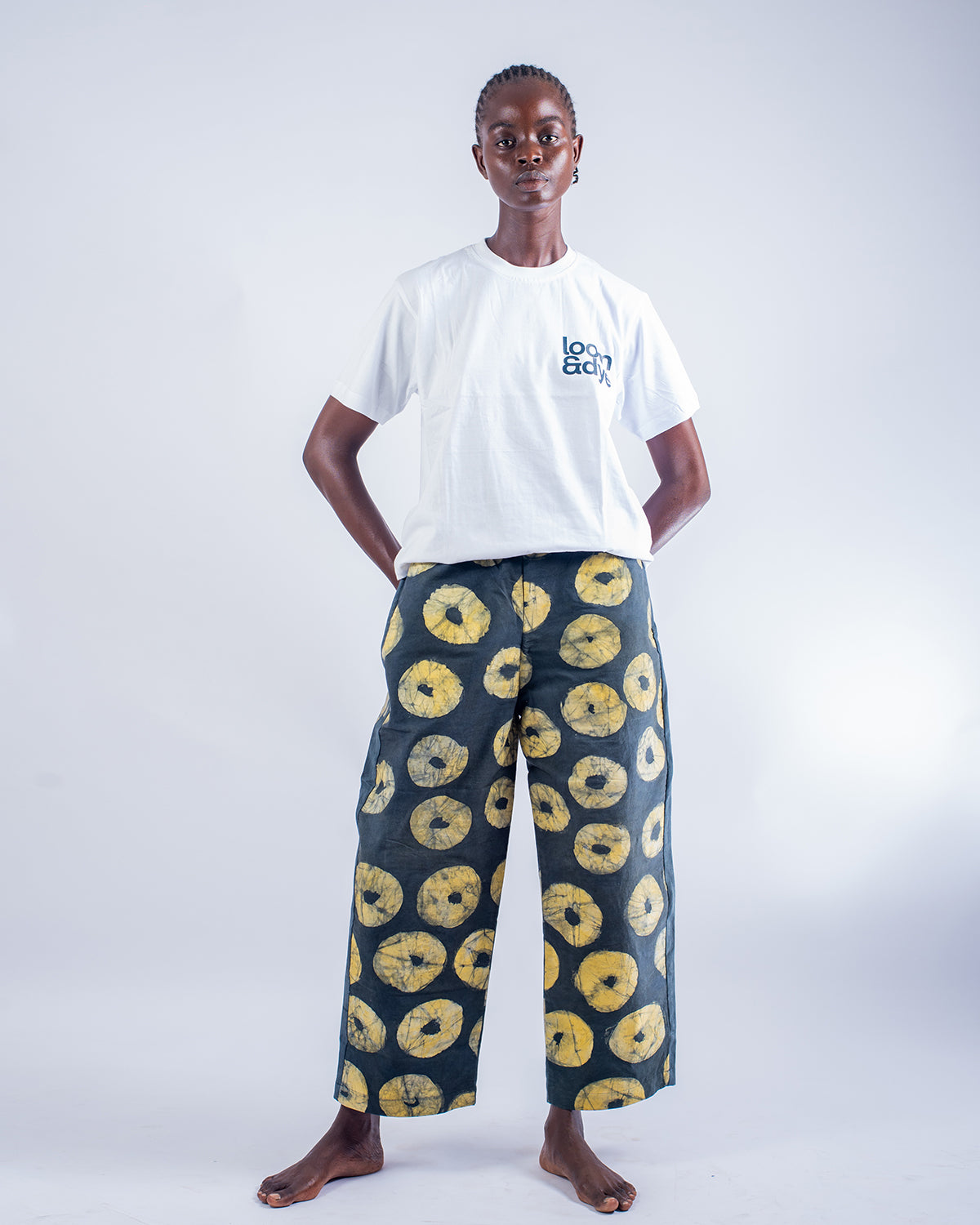 Grey & Yellow - Women's Cotton Adire Trousers