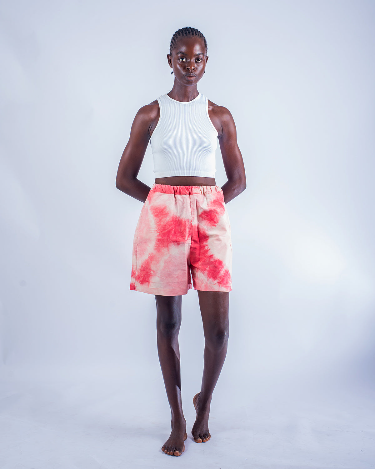 Pink Tie Dye - Women's Cotton Adire Shorts