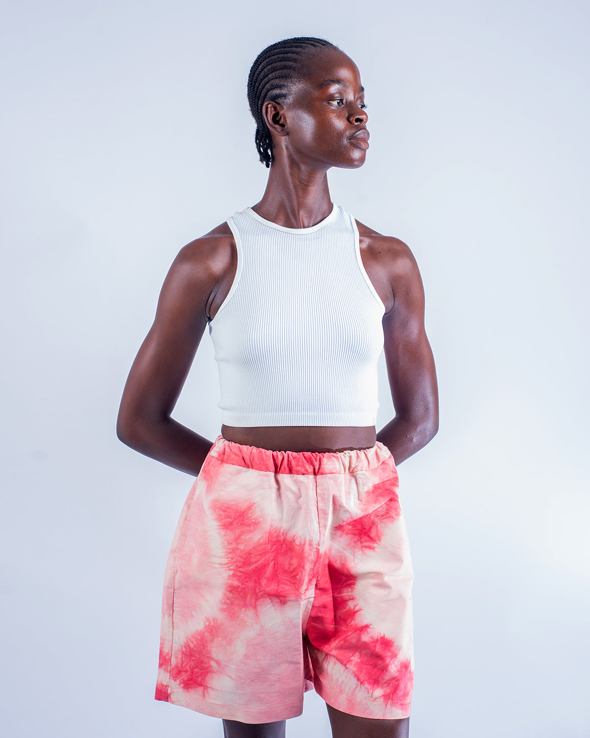 Pink Tie Dye - Women's Cotton Adire Shorts