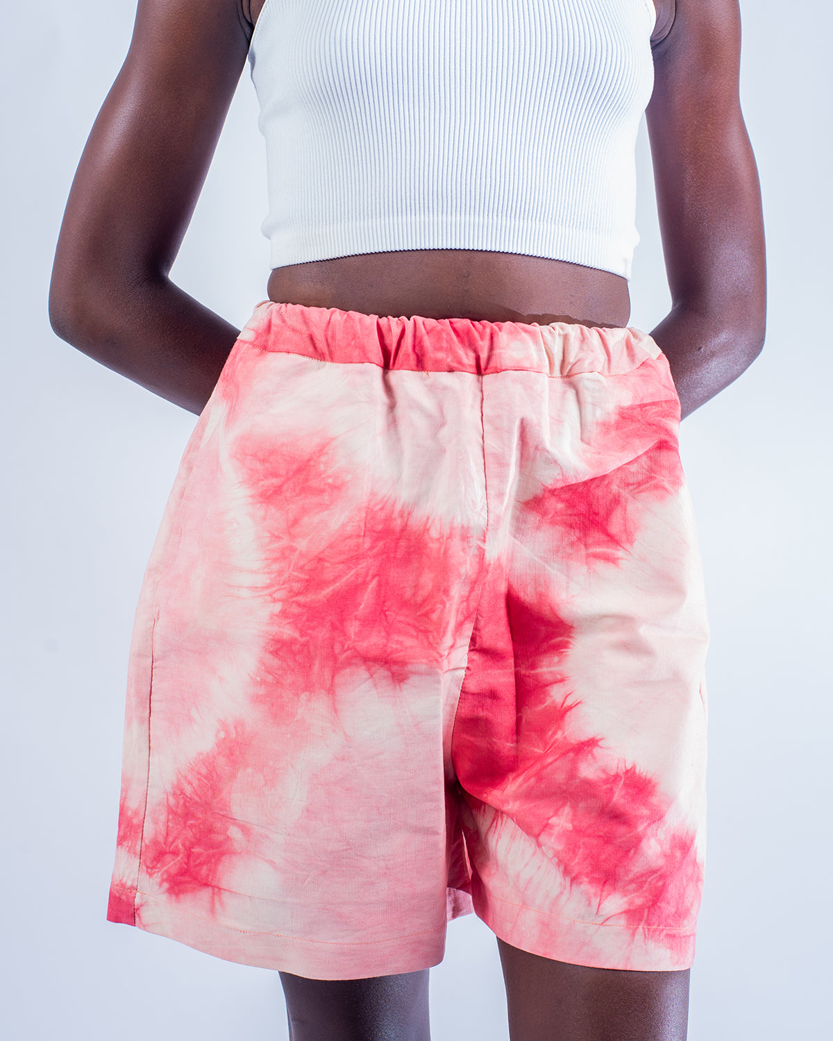 Pink Tie Dye - Women's Cotton Adire Shorts