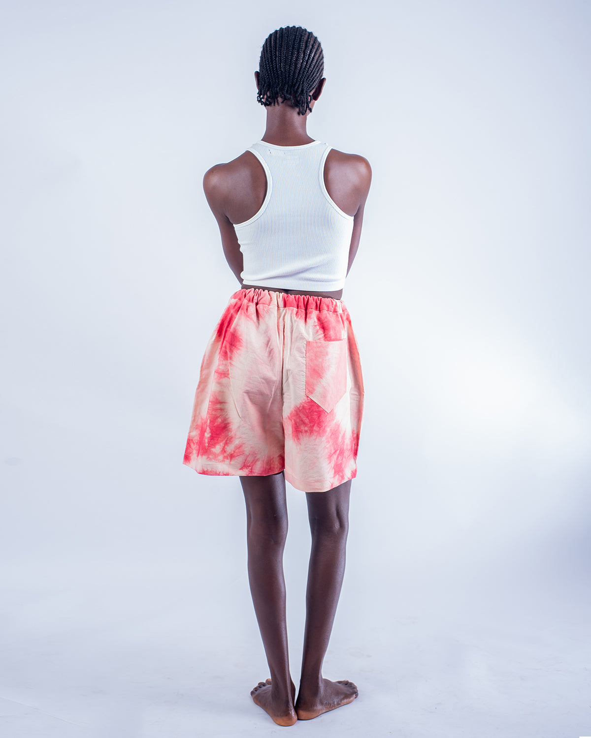 Pink Tie Dye - Women's Cotton Adire Shorts