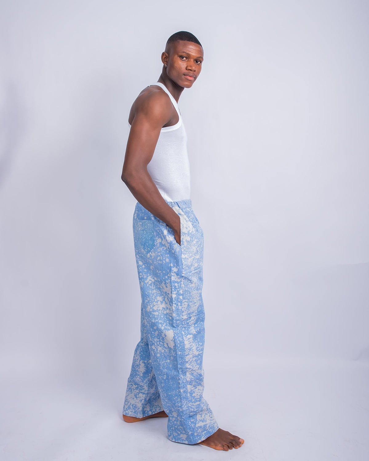 Blue Wax Print - Men's Cotton Adire Trousers