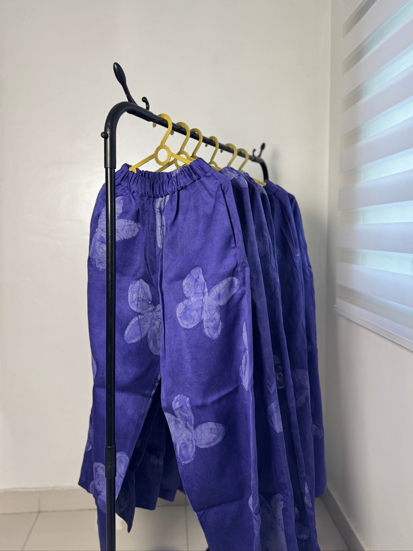 Indigo Blue Floral Print - Women's Soft Cotton Adire Trousers