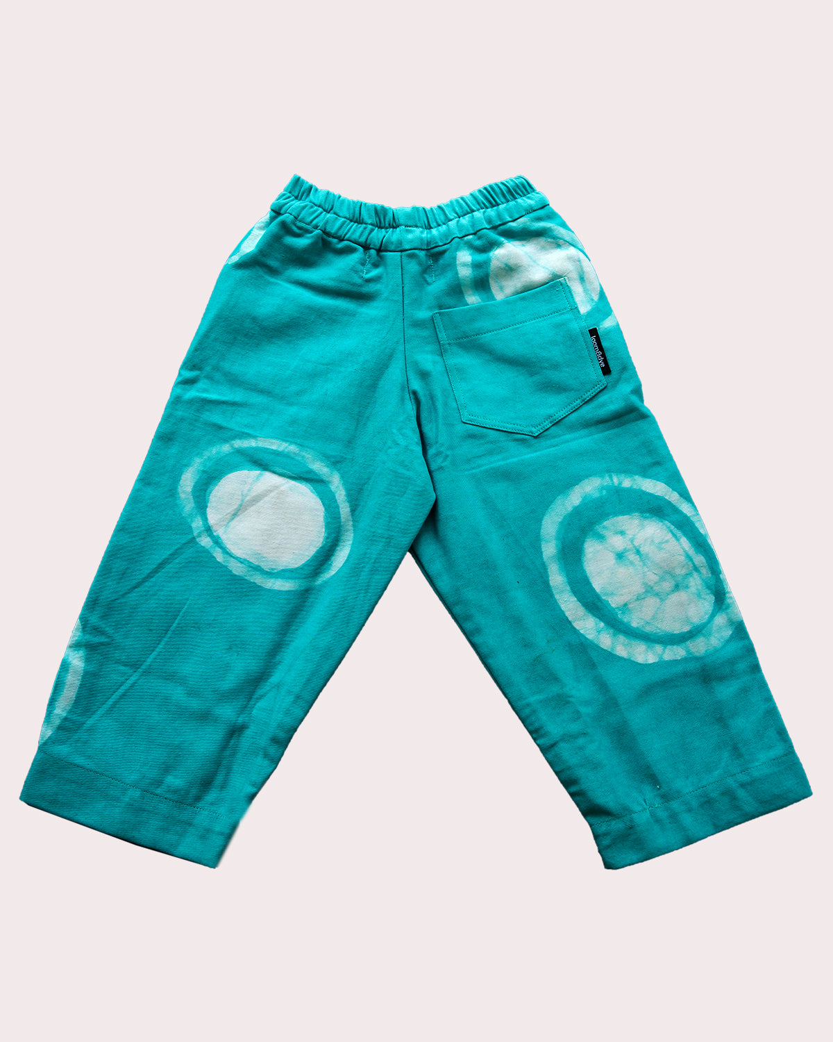 Teal Green Circle Print - Kids’ Adire Balloon Trousers