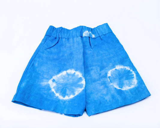 Blue Tie Dye - Kids' Cotton Adire Shorts