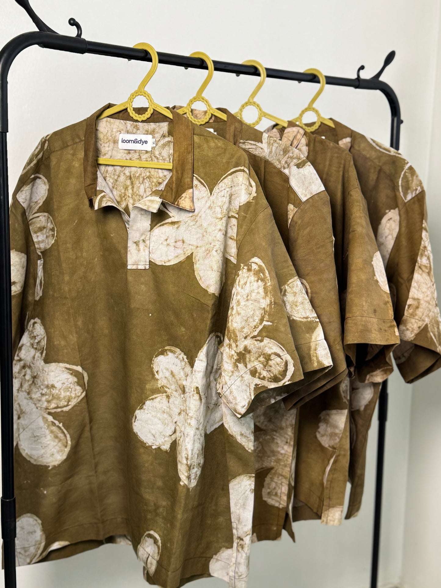 Brown Floral Print – Oversized Women’s Soft Cotton Adire Shirt