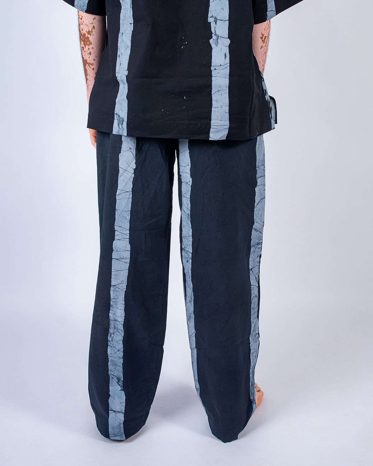 Black & Grey Vertical Print - Men's Cotton Adire Trousers