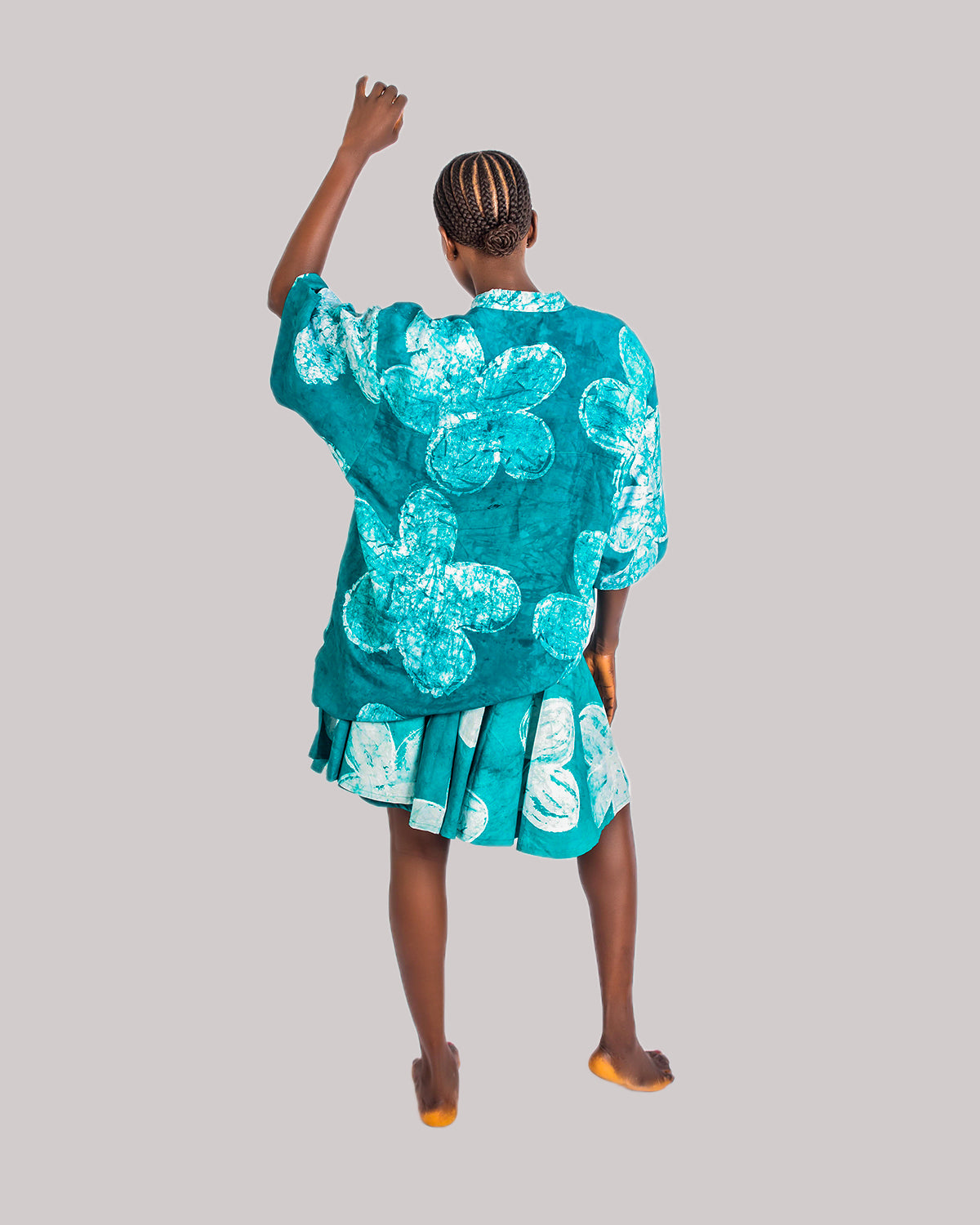 Green Floral Print - Women's Cotton Adire Skirt