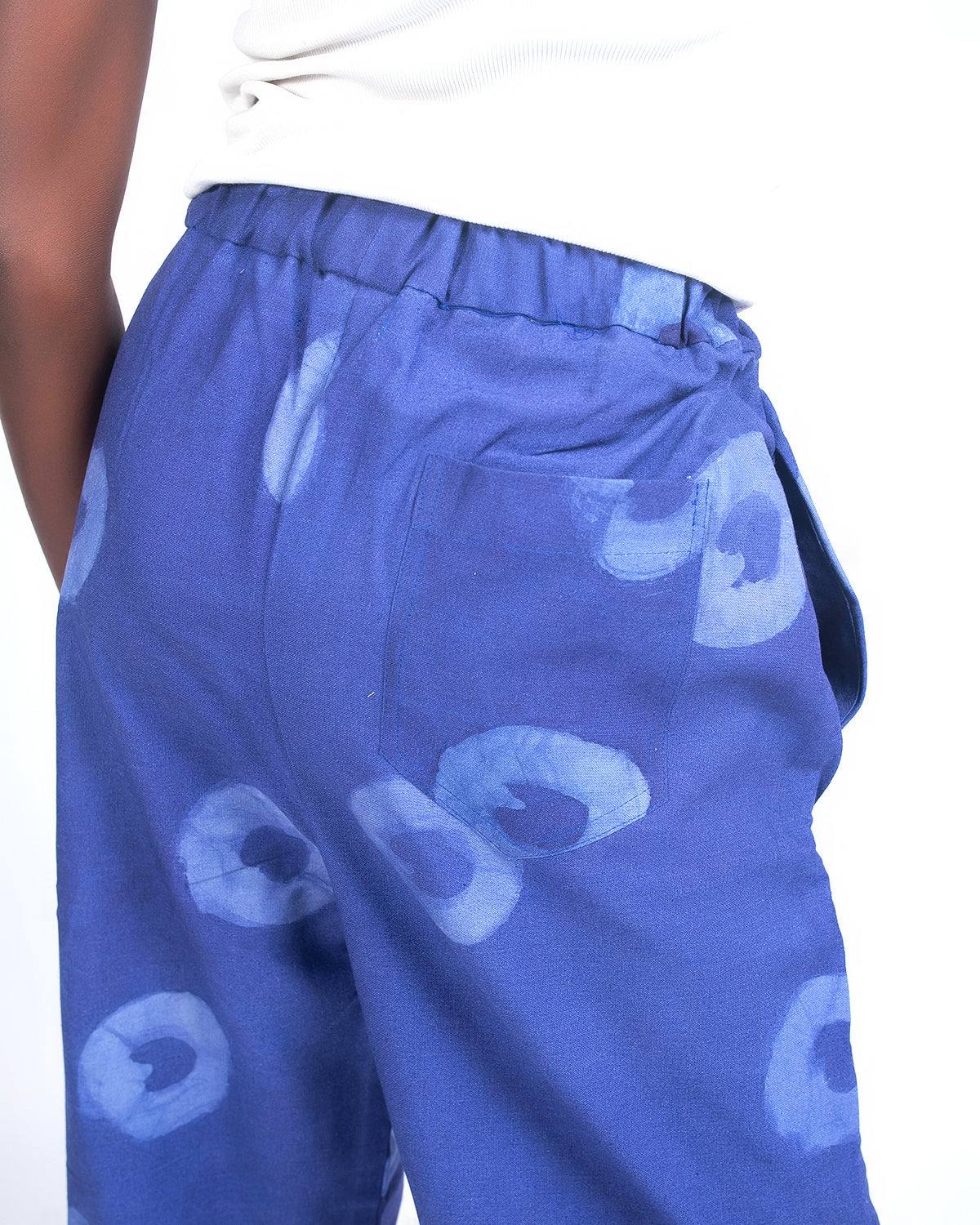 Indigo Circle Print - Women's Cotton Adire Trousers