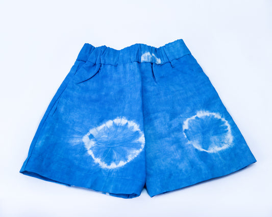 Blue Tie Dye - Kids' Cotton Adire Shorts