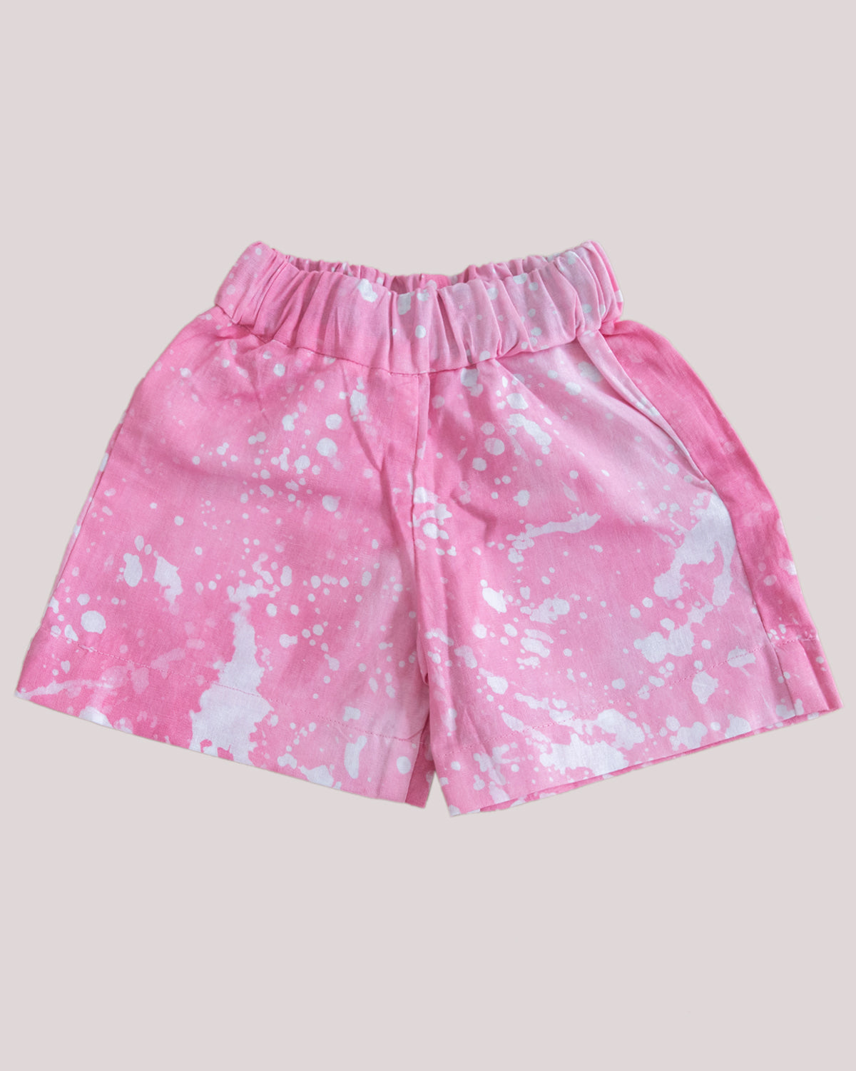 Pink Splash Print - Kids' Extra Soft Cotton Adire Shorts