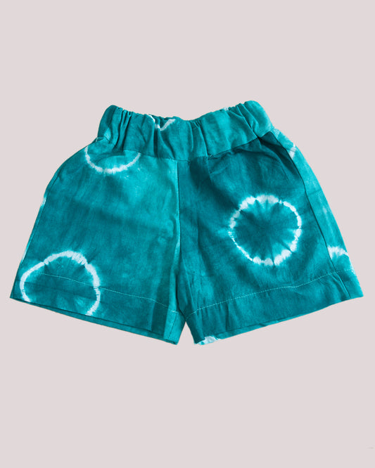Green Tie Dye - Kids' Cotton Adire Shorts